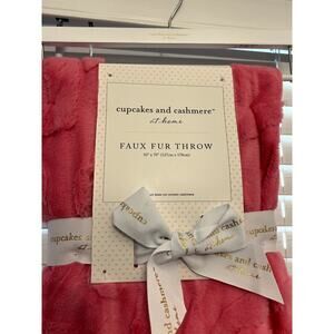 Cupcakes and Cashmere PINK BOW Faux Fur Throw 50x70 SUPER Soft